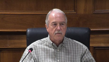 Katy Mayor Bill Hastings speaks during the councilmember forum at the end of Monday’s Katy City Council meetings. Hastings and the rest of the council applauded efforts by city staff to prepare for rain and potential flooding from Hurricane Nicholas.